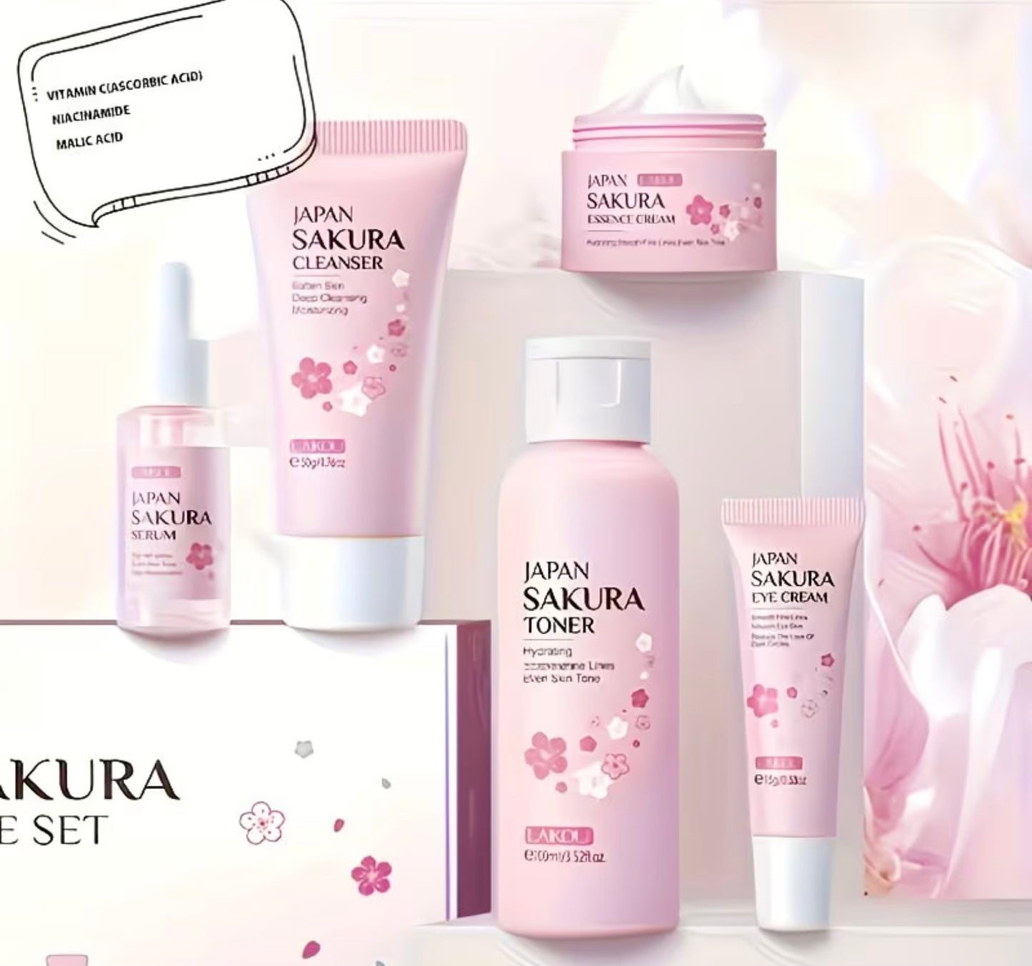 Japanese Sakura 5-Piece Hydrating Skincare Set