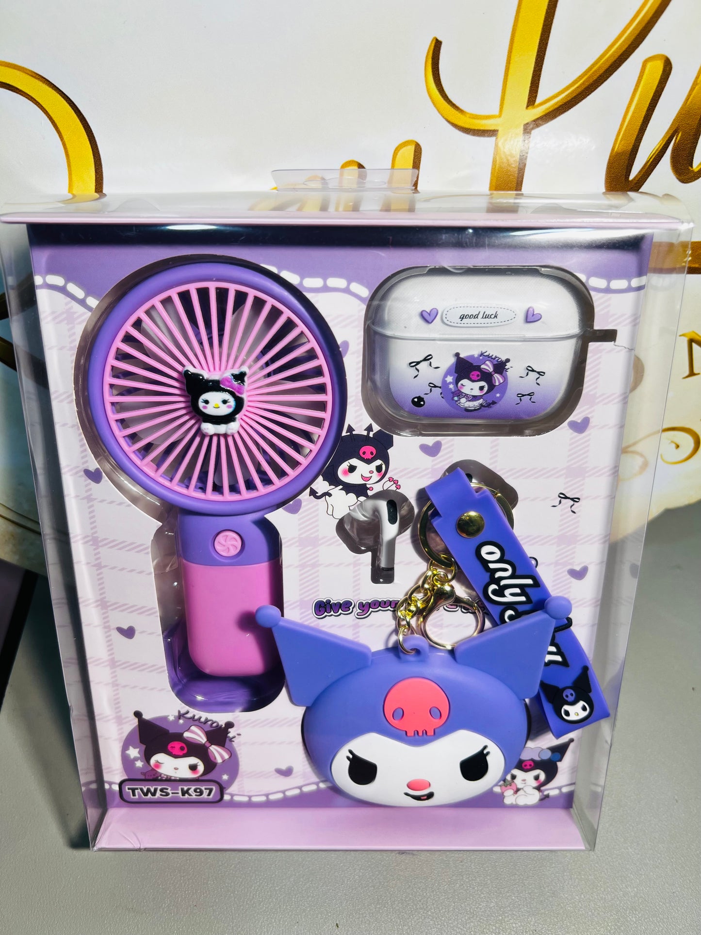 Mini Fan Gift Set – Cute Tech Bundle 🎀💜