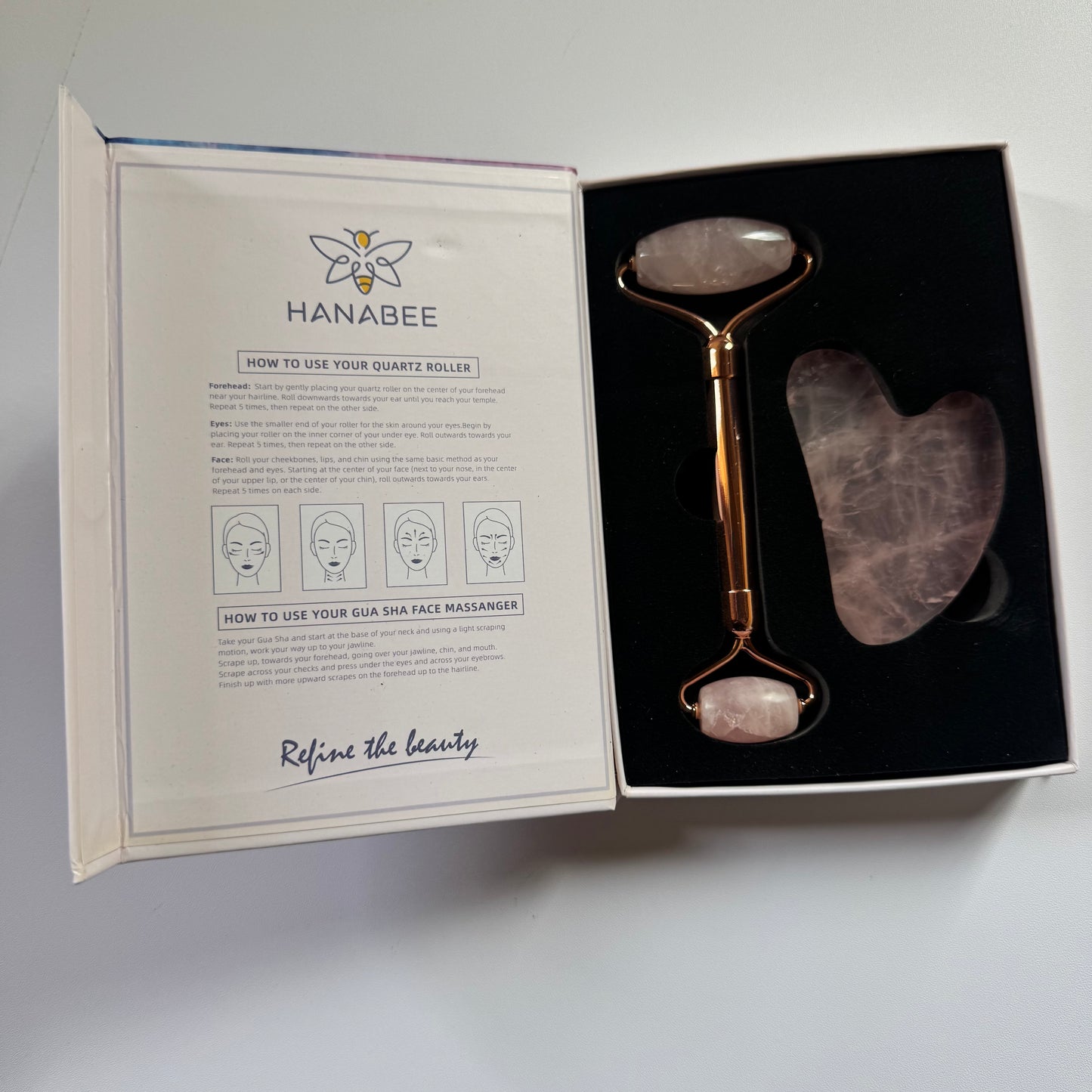 Rose Quartz Facial Roller & Gua Sha Set